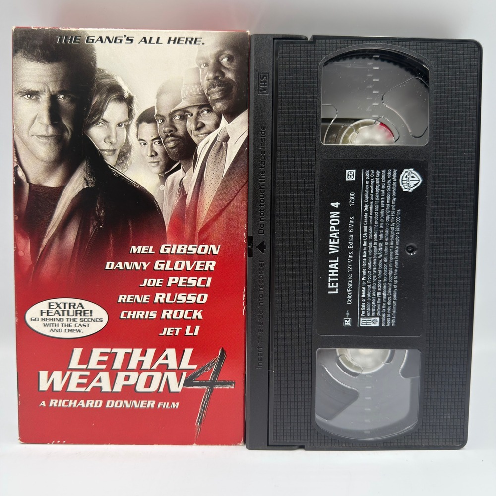 Lethal Weapon 4 VHS 1998 Mel Gibson Danny Glover Action Movie Warner Bros 17300